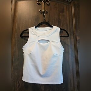 White Fitted Cut-Out Tank Top